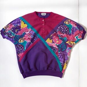 Vintage color block short sleeve top